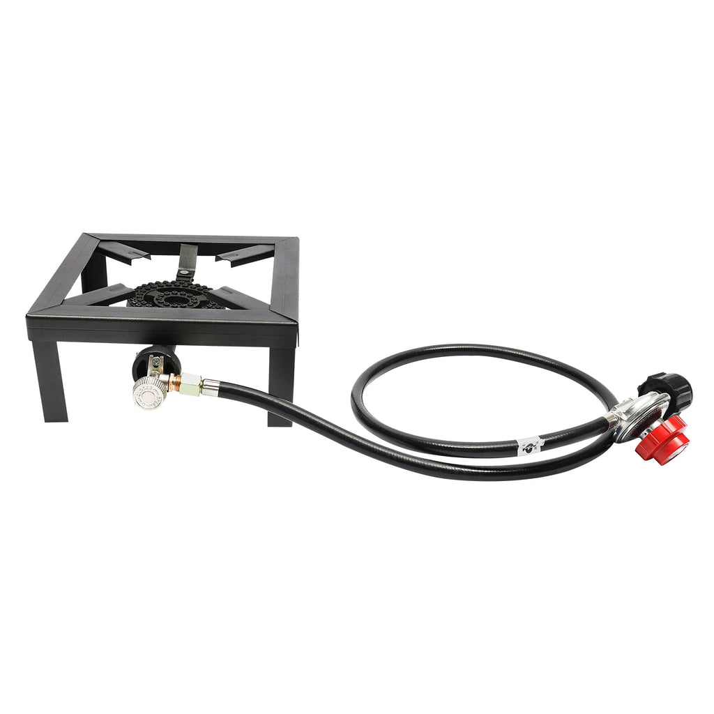 Your Outdoors n' More camping stove burner with metal control knob and compact design for outdoor cooking.