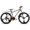 Mountain bike with Shimano 21-speed drivetrain and rugged frame, perfect for outdoor cycling adventures.