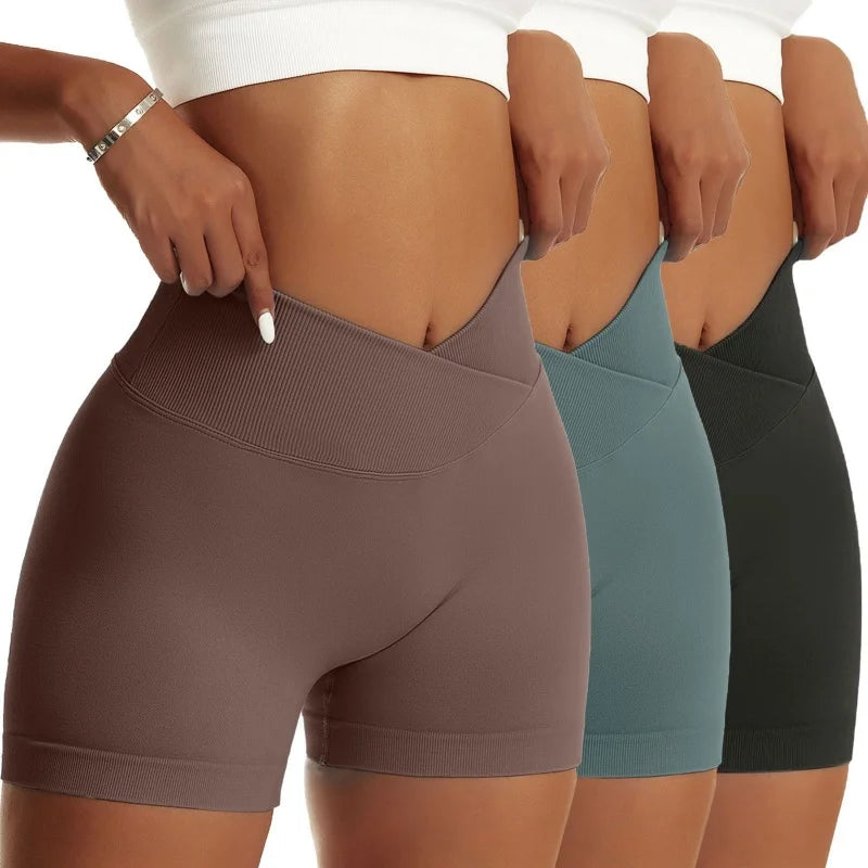 Three pairs of women's hip sports pants in various colors, made by Your Outdoors n' More, displayed on a plain background.