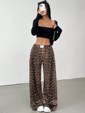 Women Leopard Print Wide Leg Pants.