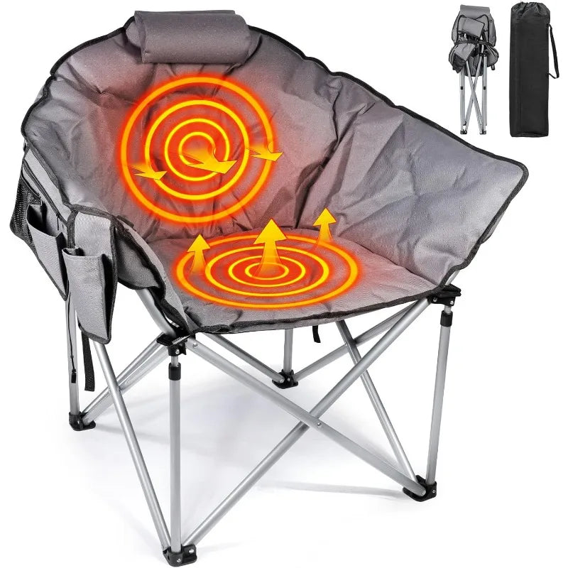 Heated Camping Chair W/3 Heat Levels for Back & Seat