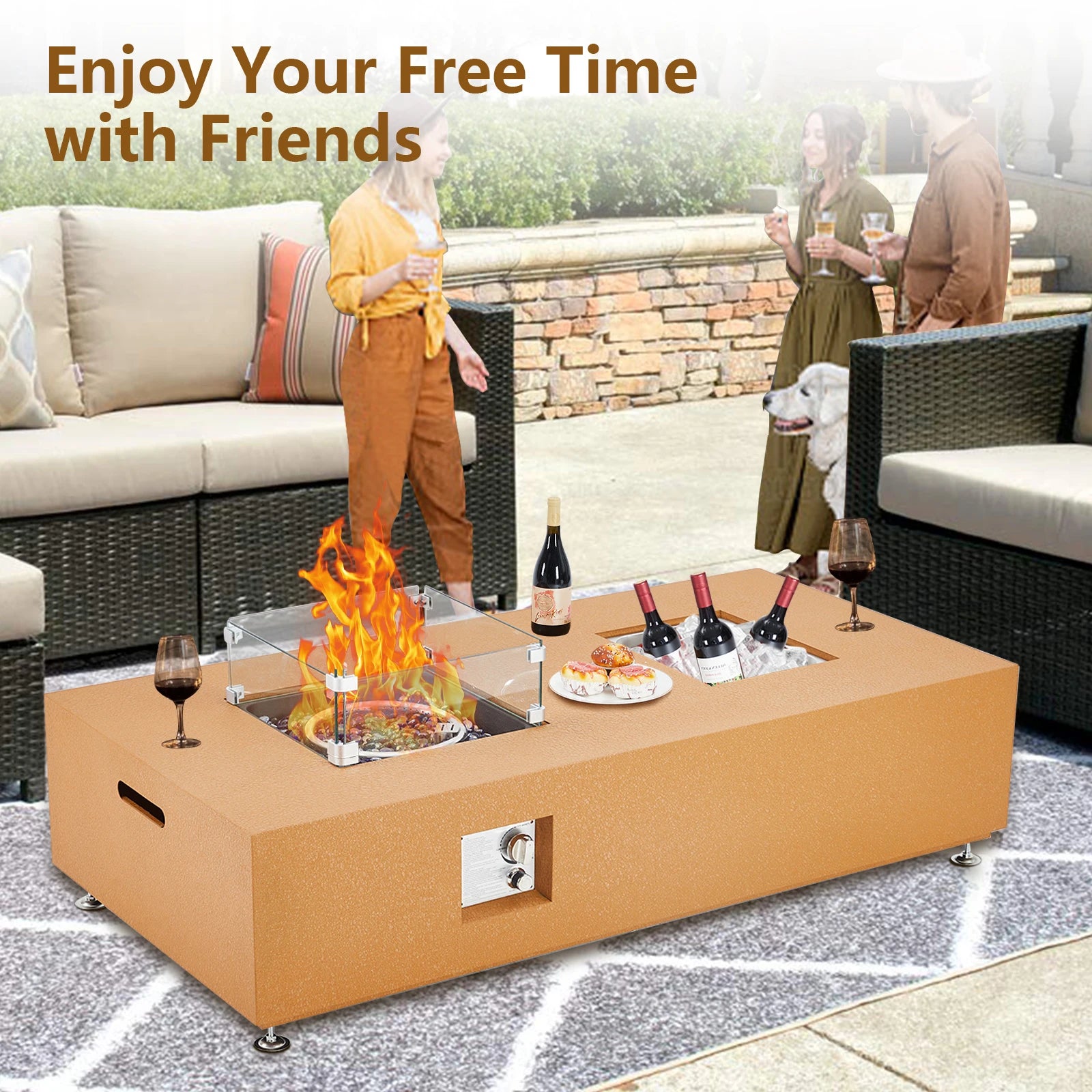 56'' Low Propane Fire Table with Groove.