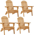 Outdoor Solid Wood Foldable Adirondack Lounge Chair Set.