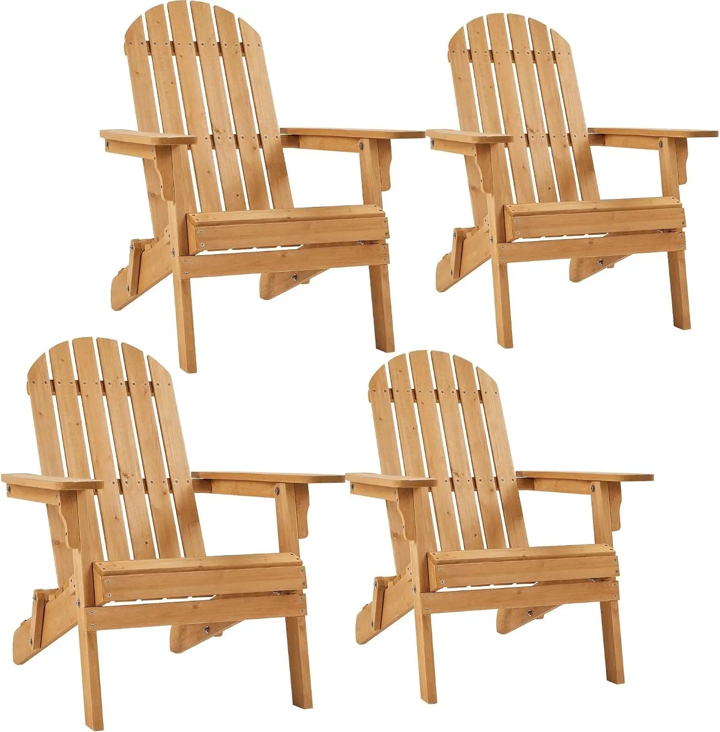 Outdoor Solid Wood Foldable Adirondack Lounge Chair Set.