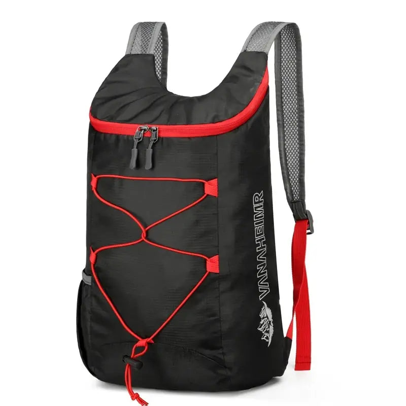 Multifunctional outdoor folding backpack from Your Outdoors n' More, shown in a compact, foldable design suitable for hiking and travel.