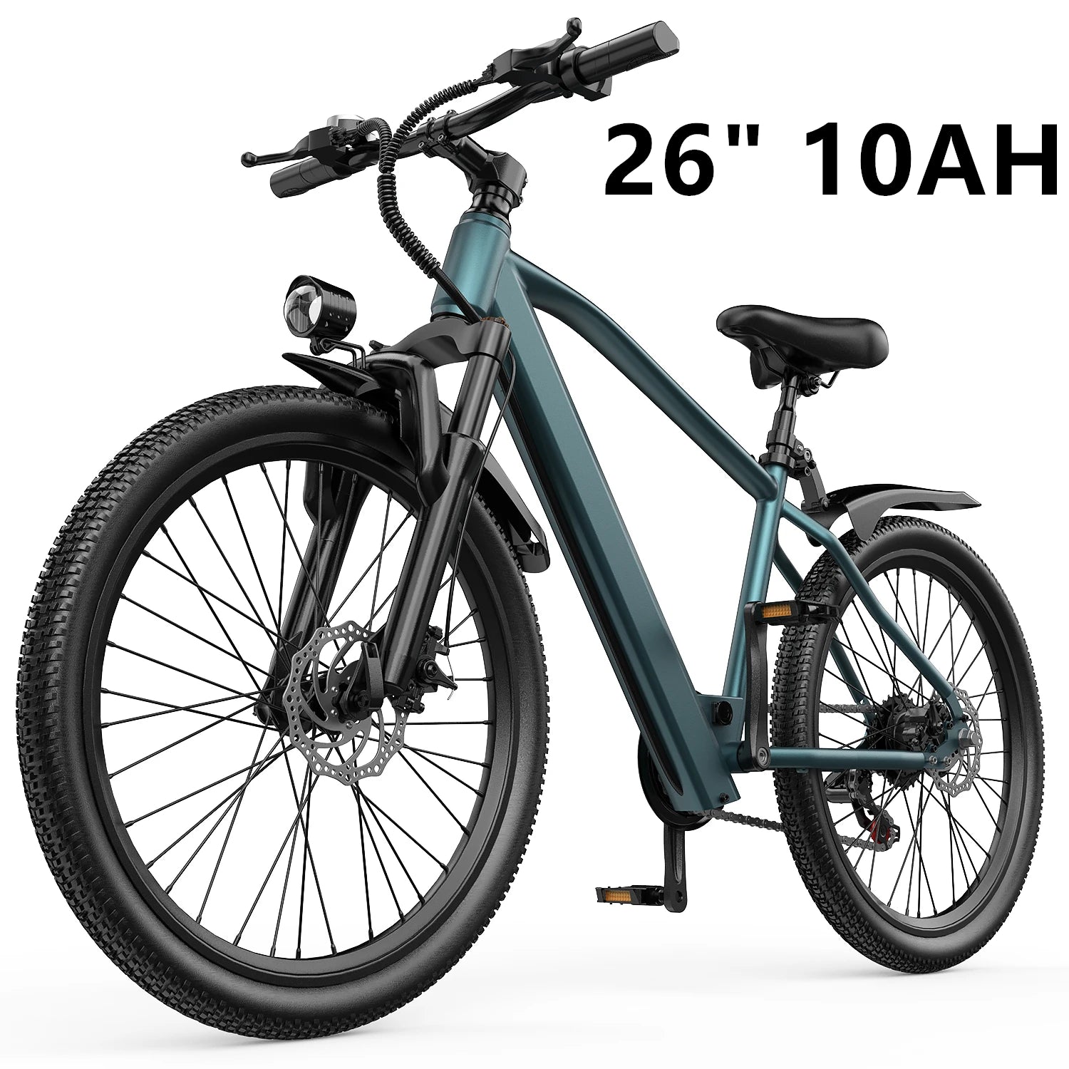 Electric mountain bike by Your Outdoors n' More with 36V battery, 500W peak motor, and 21-speed gear system.