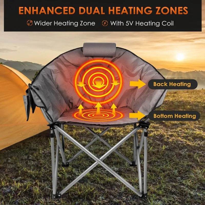 Heated Camping Chair W/3 Heat Levels for Back & Seat