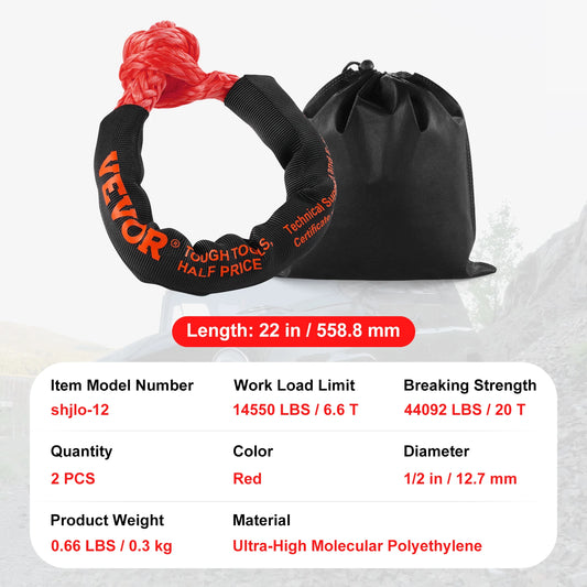 2Pcs Synthetic Soft Shackle Rope.