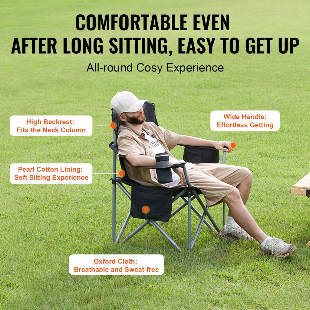 Outdoor camping chair with high load capacity of 350lbs by Your Outdoors n' More, featuring durable frame and comfortable seating.