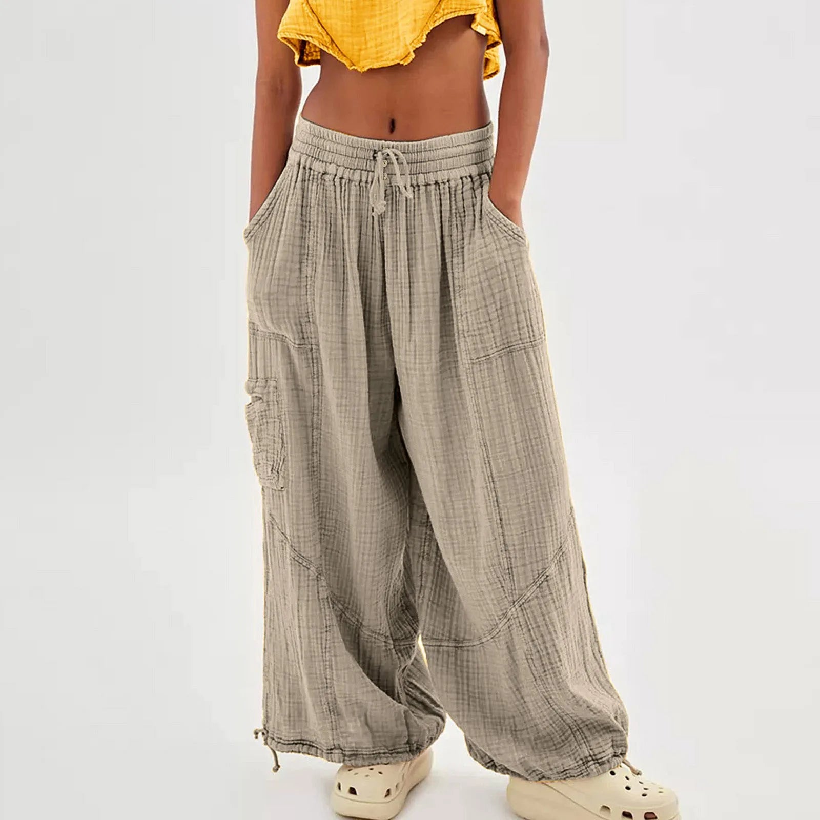 Women’s wide-leg beach pants from Your Outdoors n' More, flowing lightweight fabric perfect for seaside or casual wear.
