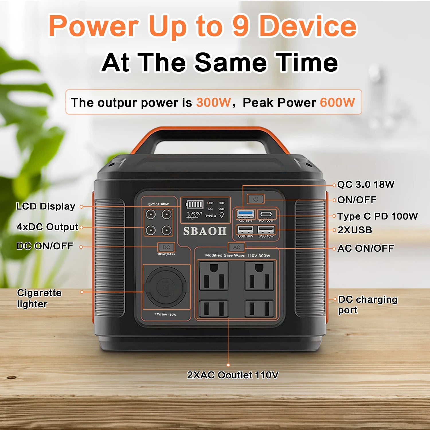 Portable power station from Your Outdoors n' More with multiple USB ports and AC outlets, suitable for camping and outdoor use.