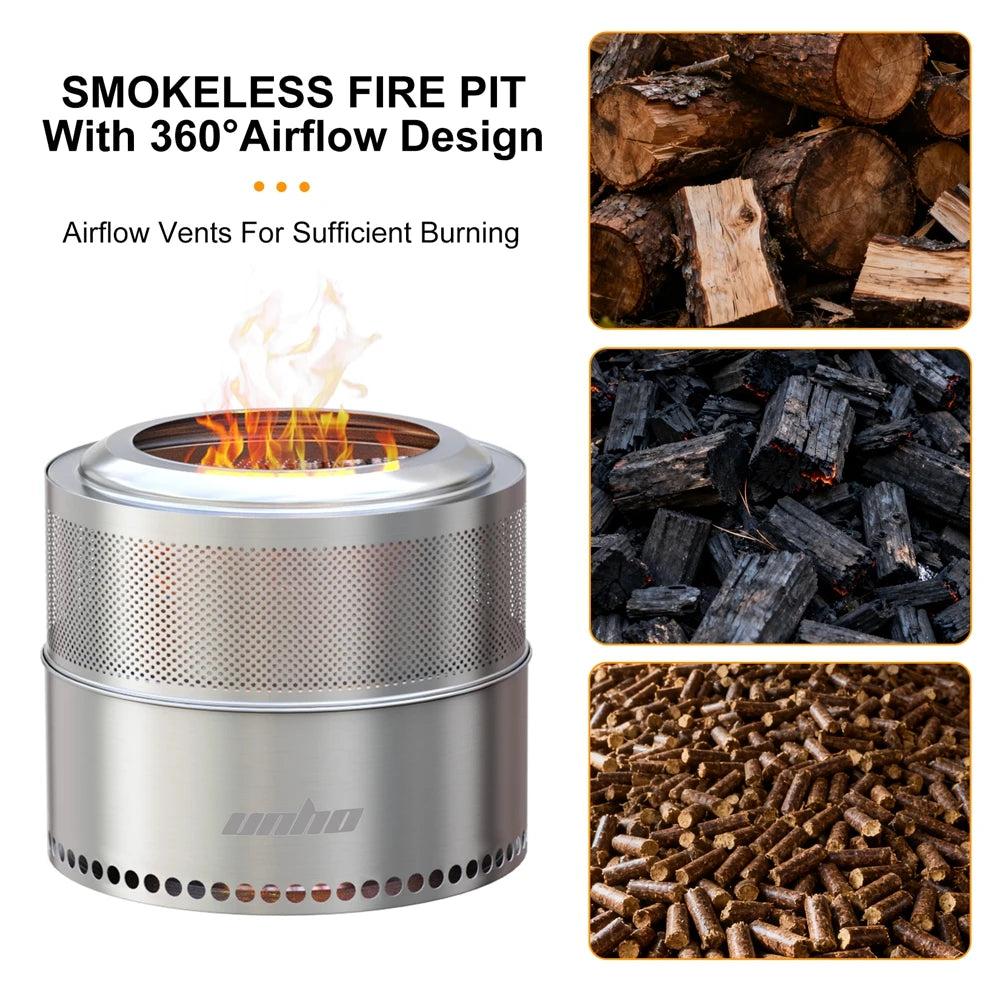 19 Inch Smokeless Fire Pit for Outdoor Wood Burning.