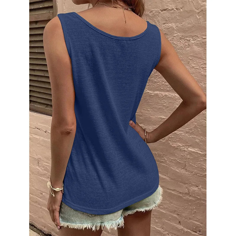 Sleeveless Round Neck Top.