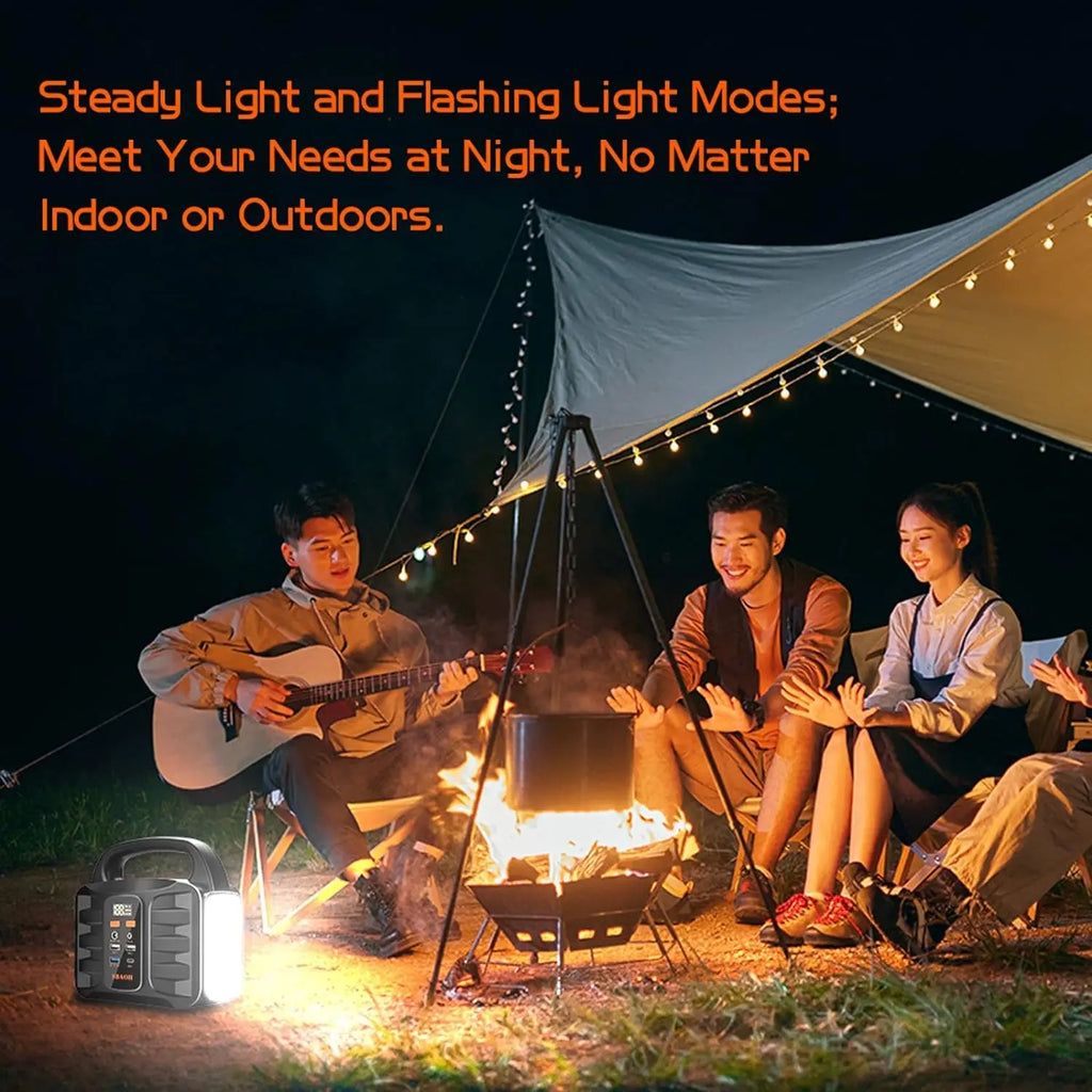 Portable power station from Your Outdoors n' More with 110V AC outlet, USB-C PD port, and 155Wh capacity for outdoor power needs.