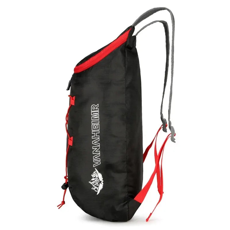 Multifunctional outdoor folding backpack by Your Outdoors n' More, shown in compact and unfolded views for hiking and travel.