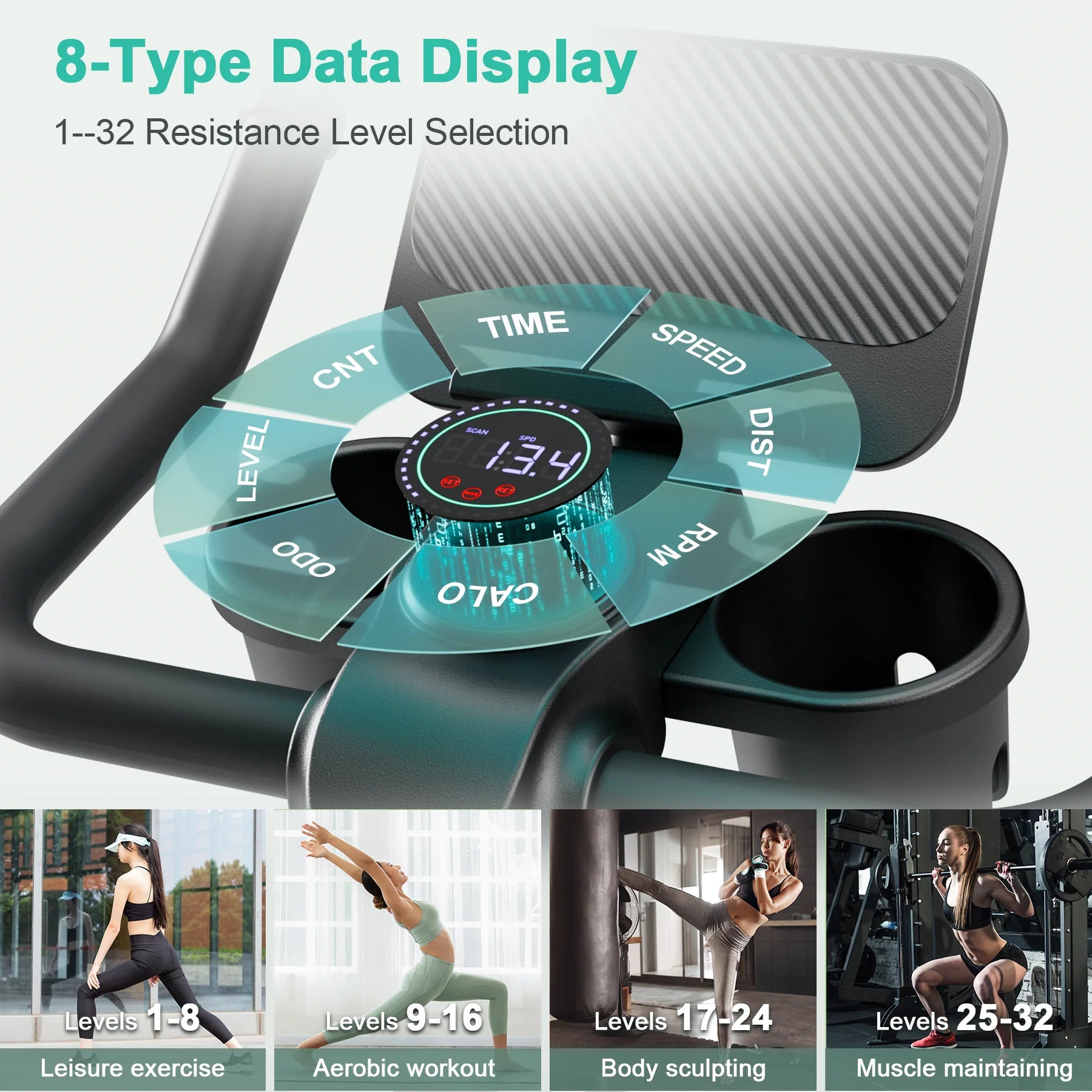 Magnetic resistance stationary bike by Your Outdoors n' More with 32 adjustable levels for home exercise.