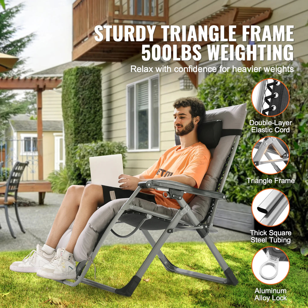 Your Outdoors n' More zero gravity chair recliner shown with padded seat and adjustable backrest for ultimate outdoor relaxation.