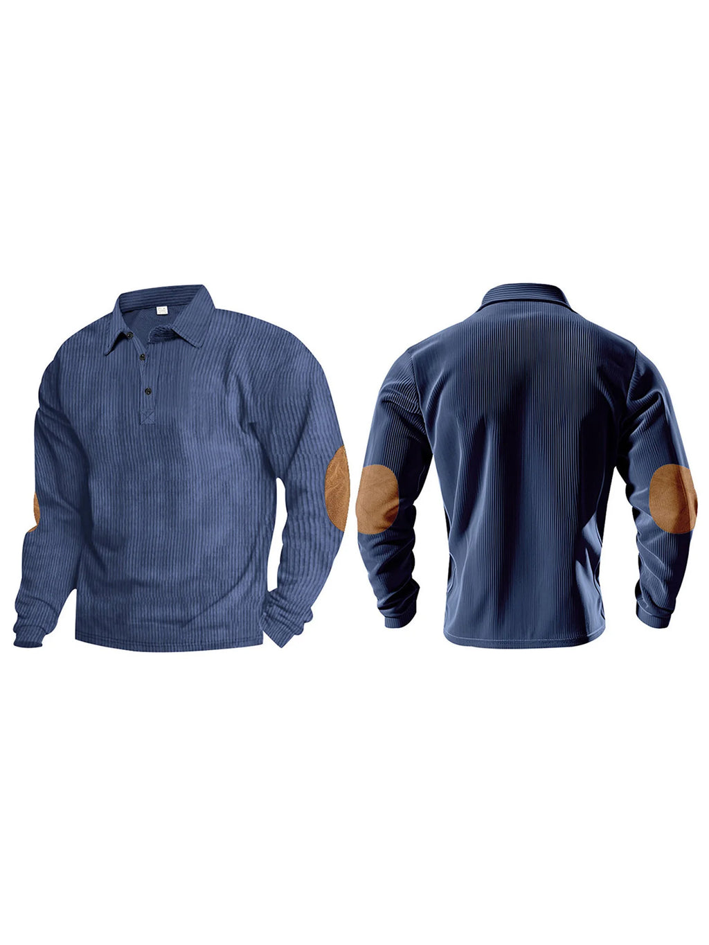 Men's casual long sleeve patchwork turn-down collar T-shirt by Your Outdoors n' More, featuring a stylish patchwork design and comfortable fit.