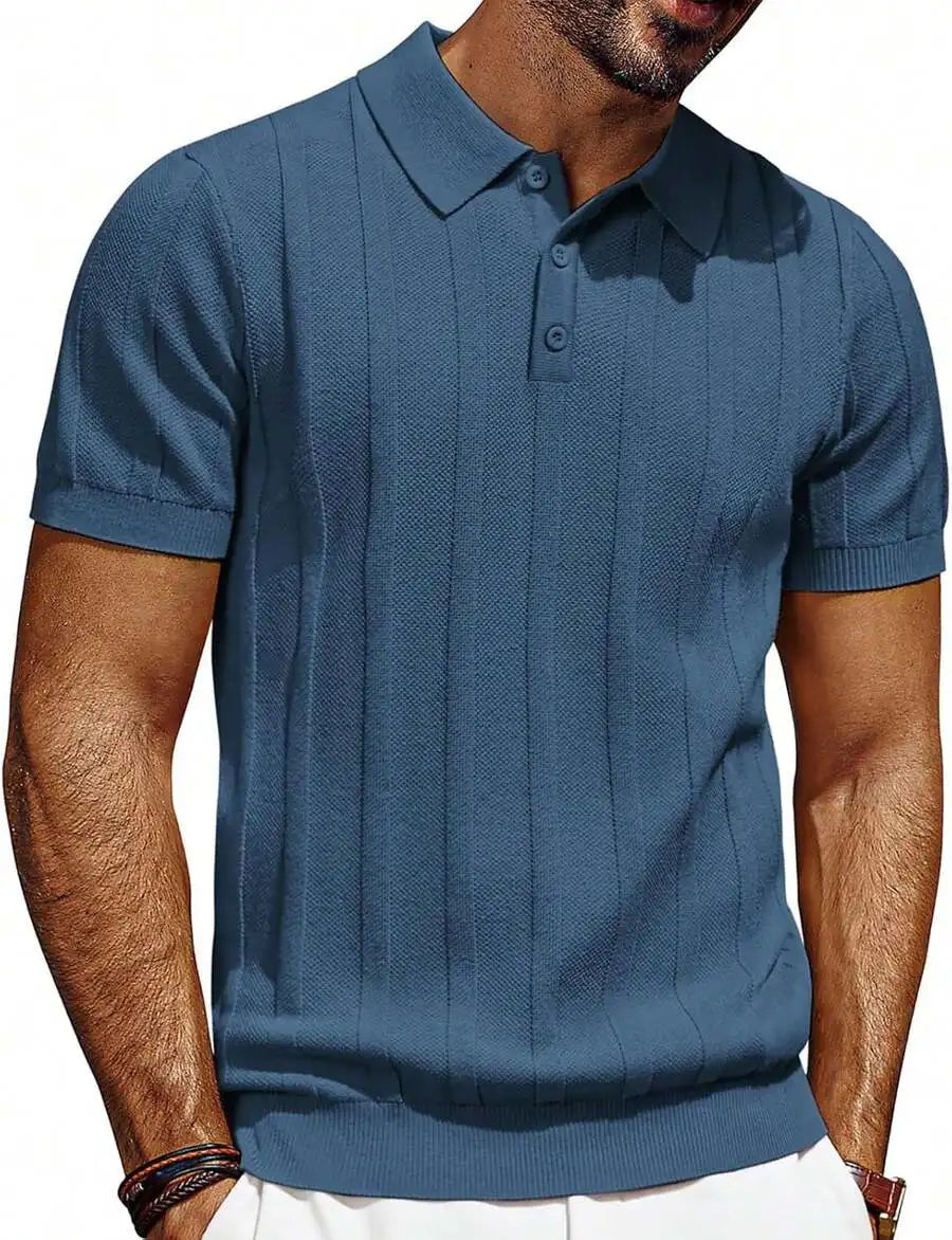 Mens Short Sleeve Textured Knit Shirt.
