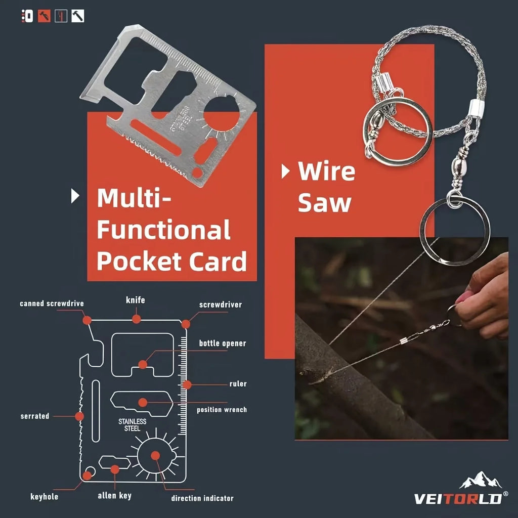 Multi-Functional Tool Backpack Emergency Survival Kit.