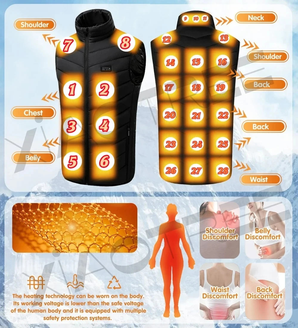 Heated vest jacket for men and women by Your Outdoors n' More, featuring a sleek design and adjustable heating elements.