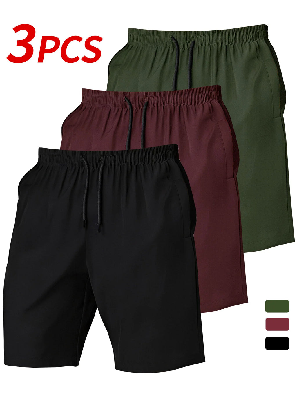 Men's 3-piece quick-dry shorts set.