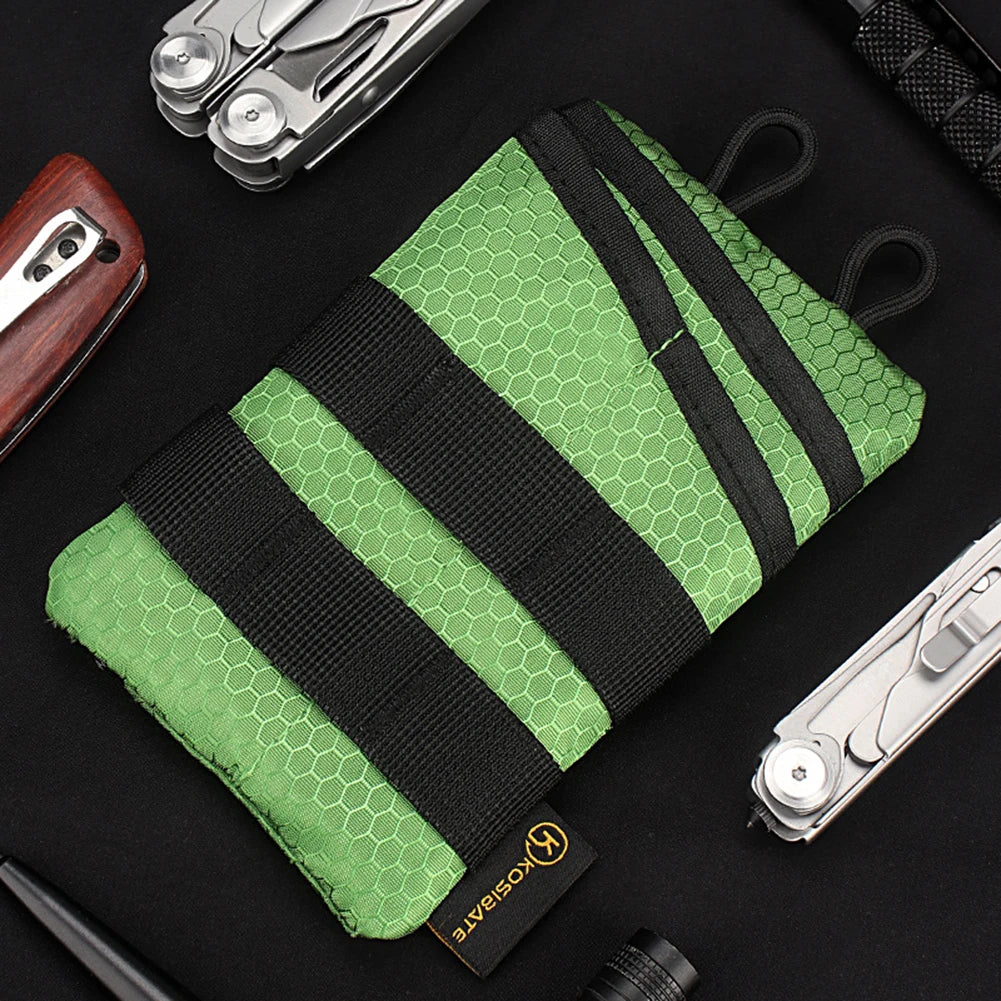 Foldable small tool storage EDC pouch by Your Outdoors n' More, featuring compact design and multiple compartments for organizing tools.