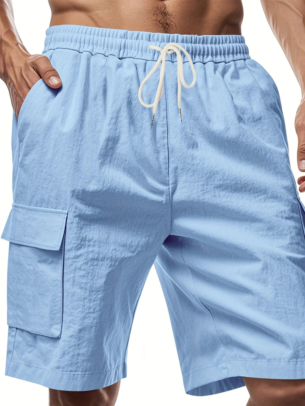 2PCS Men's Outdoor Shorts with Drawstring Elastic Waist.