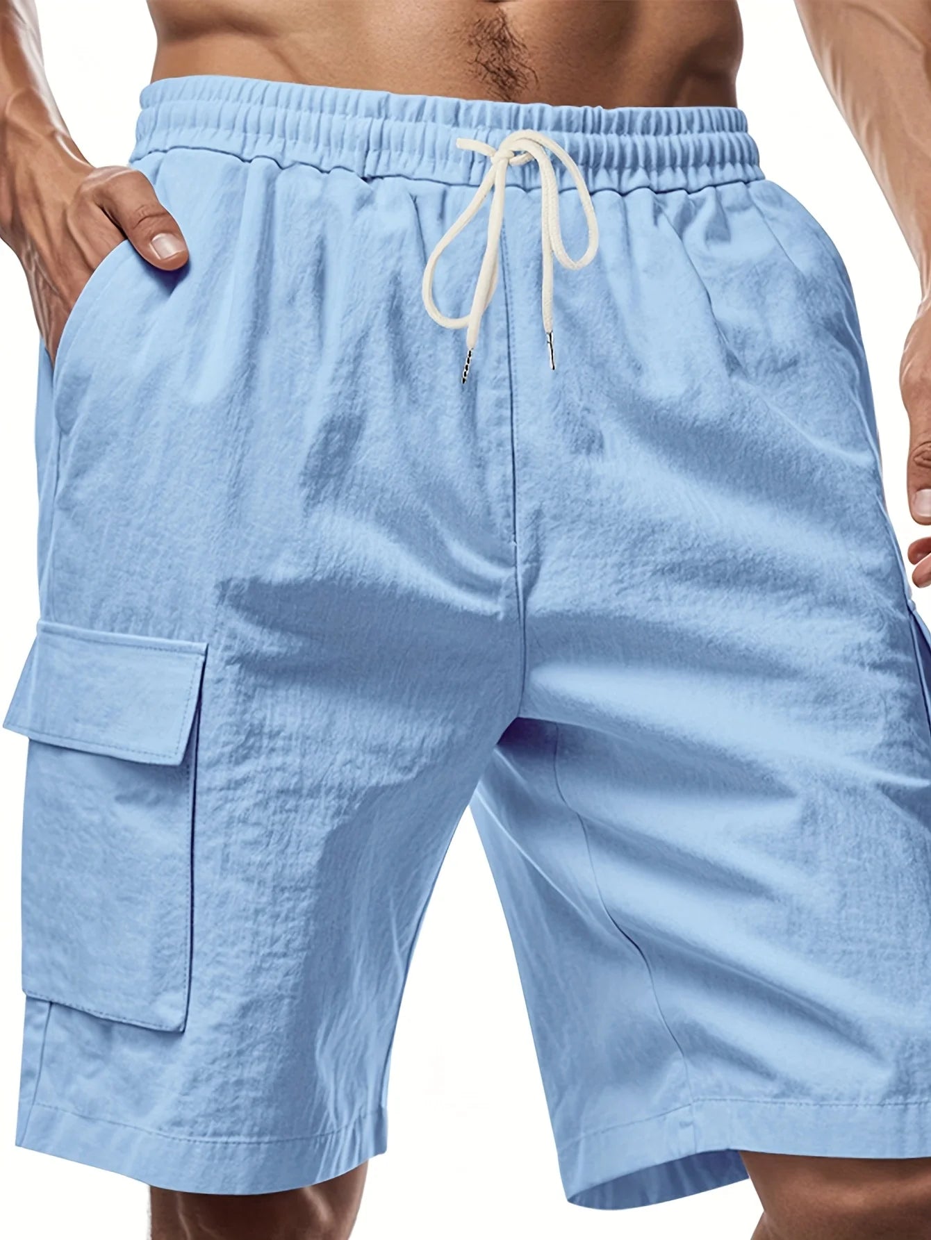 2PCS Men's Outdoor Shorts with Drawstring Elastic Waist.