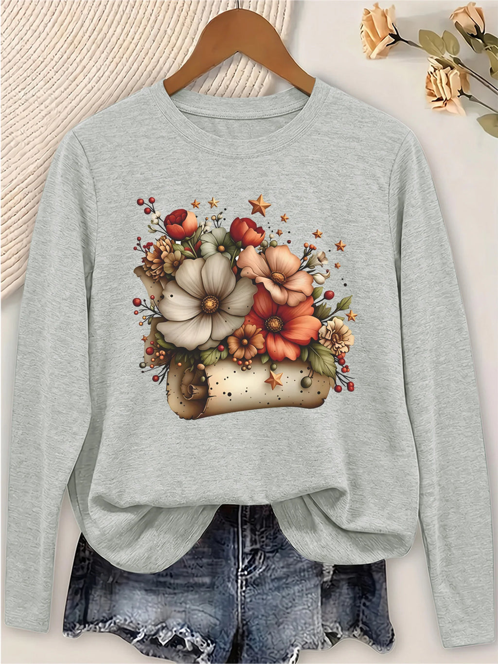 Women's Casual Long Sleeve Round Neck T-Shirt.