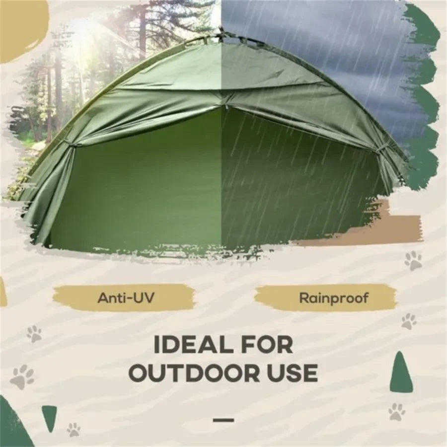 2-in-1 camping set includes a camping tent and an elevated cot.
