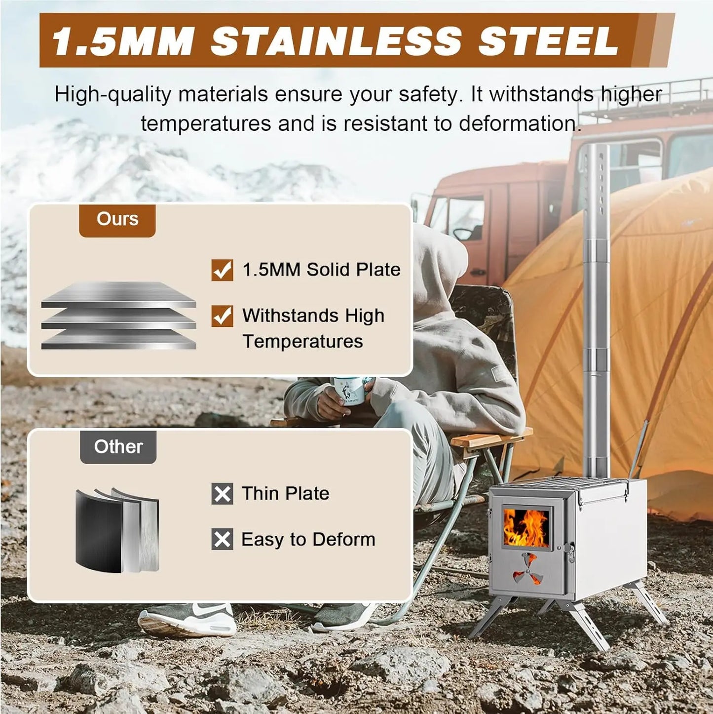 Portable Stainless Steel Wood Burning Stove