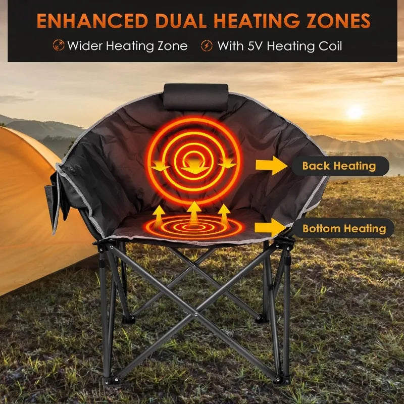 Heated Camping Chair W/3 Heat Levels for Back & Seat