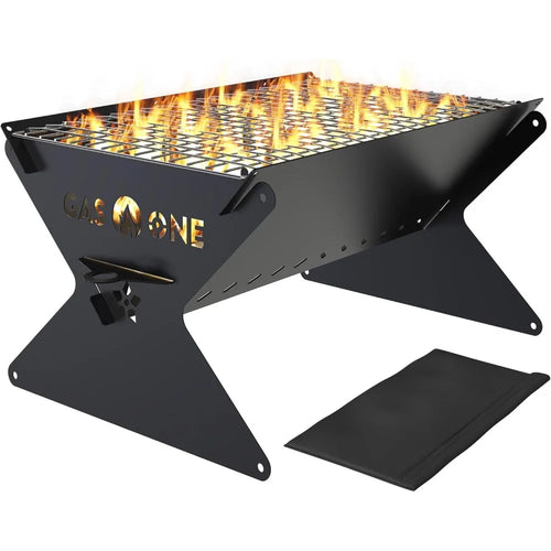 15-inch foldable charcoal grill by Your Outdoors n' More with a compact, portable design and metal grilling surface.