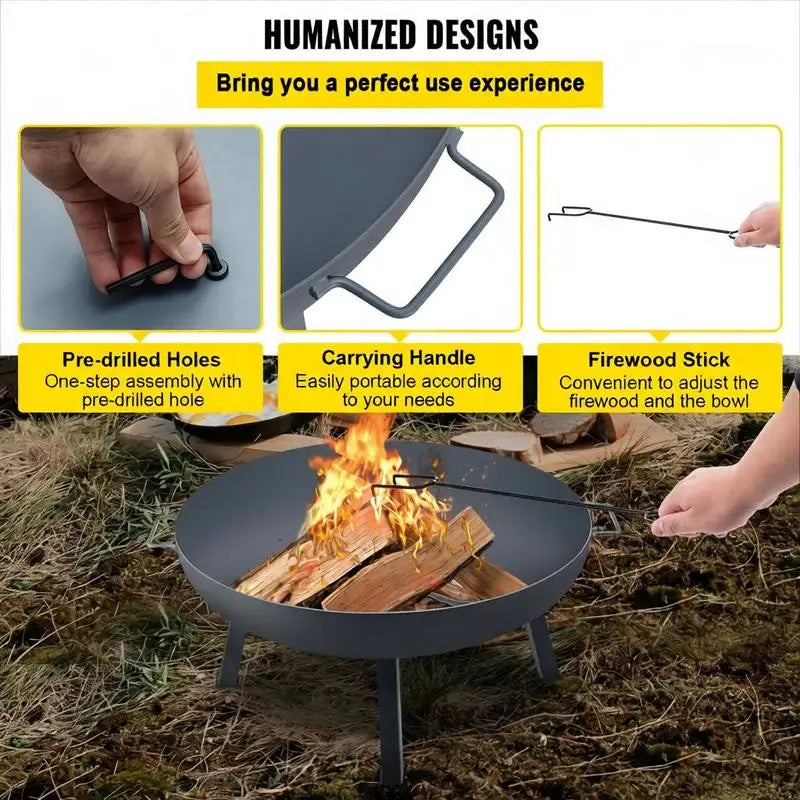 34-Inch Diameter Round Carbon Steel Fire Bowl.