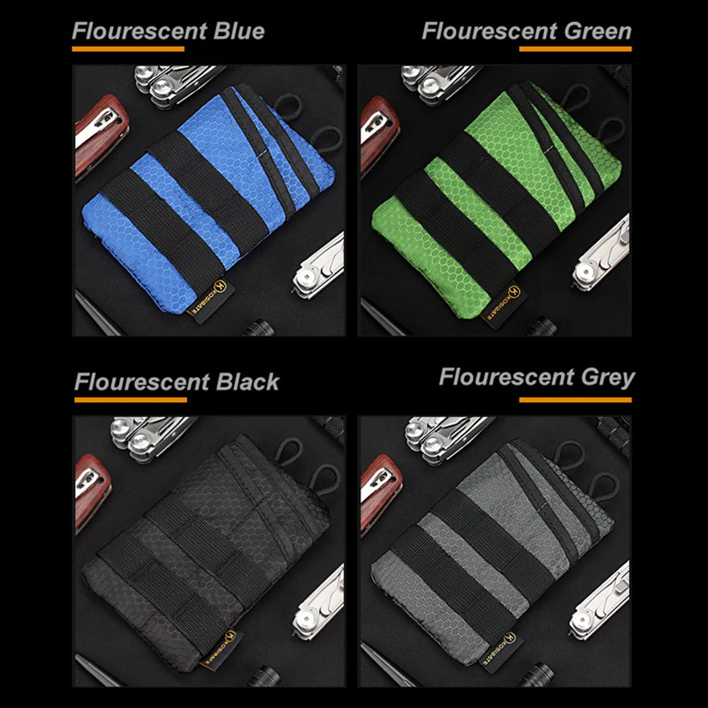 Foldable small EDC tool storage pouch by Your Outdoors n' More, showing compact design with multiple compartments for organized gear.