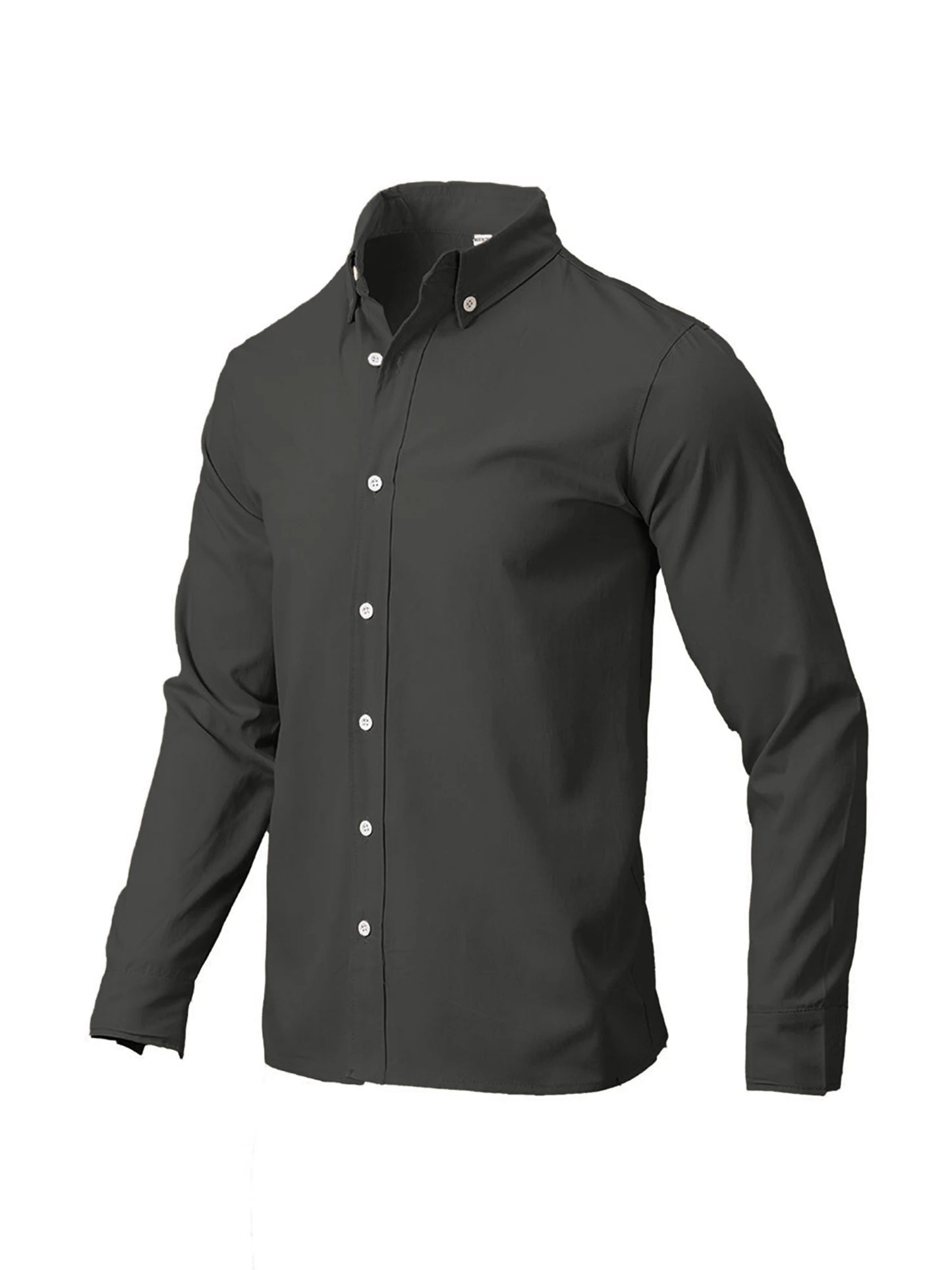 Men s Casual  Fit Long Sleeve Button Down Shirt Solid Color Turn Down Collar Spring Autumn Fashion Top