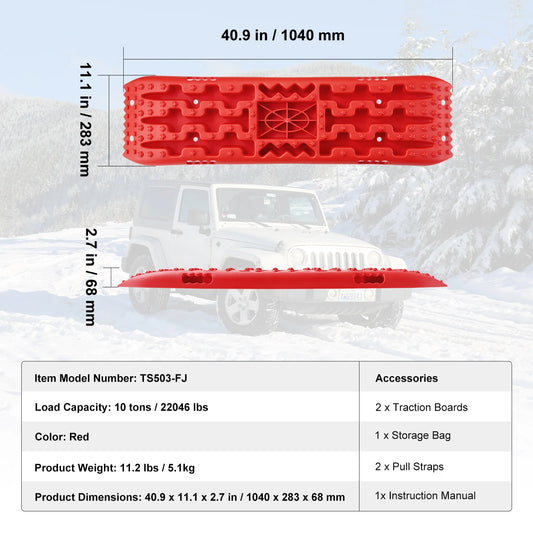10 TON Traction Boards for Off-road Vehicles/Cars/Pickups/SUVs/RVs Pair Tire Traction Mats.