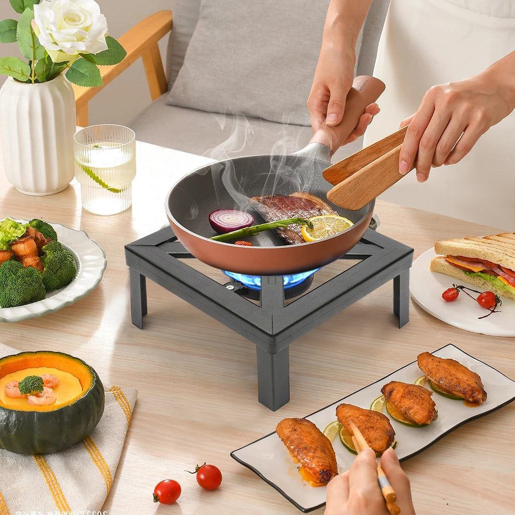 Camping stove burner from Your Outdoors n' More, close-up of the metal burner with control knobs and cooking surface.