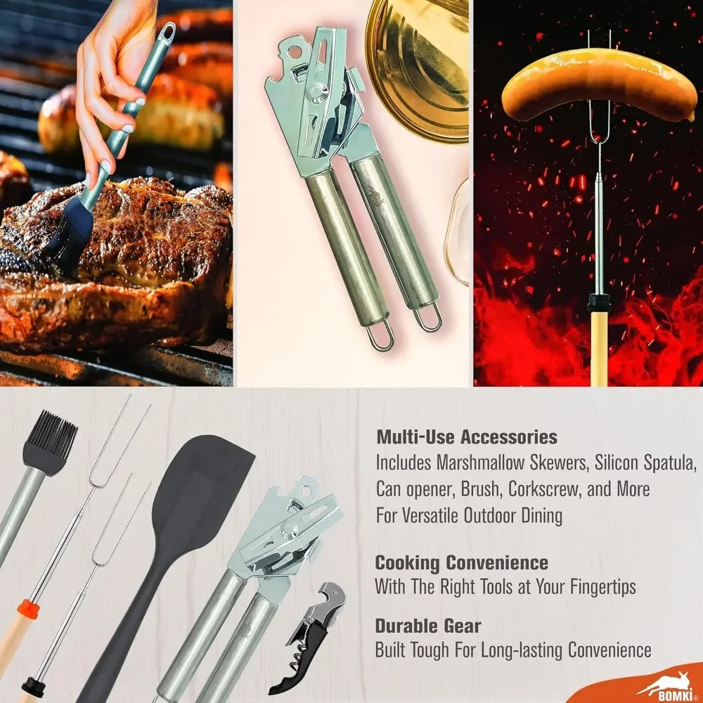 Grilling and Camping Cooking Utensils Set.