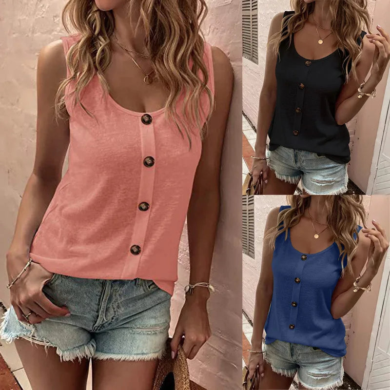 Sleeveless Round Neck Top.
