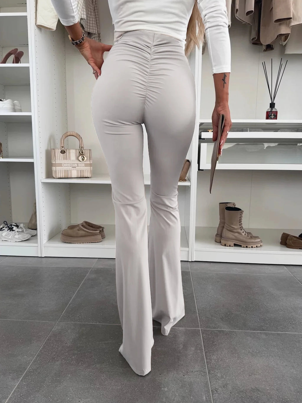 Women's High Waist Flare Leg Pants.