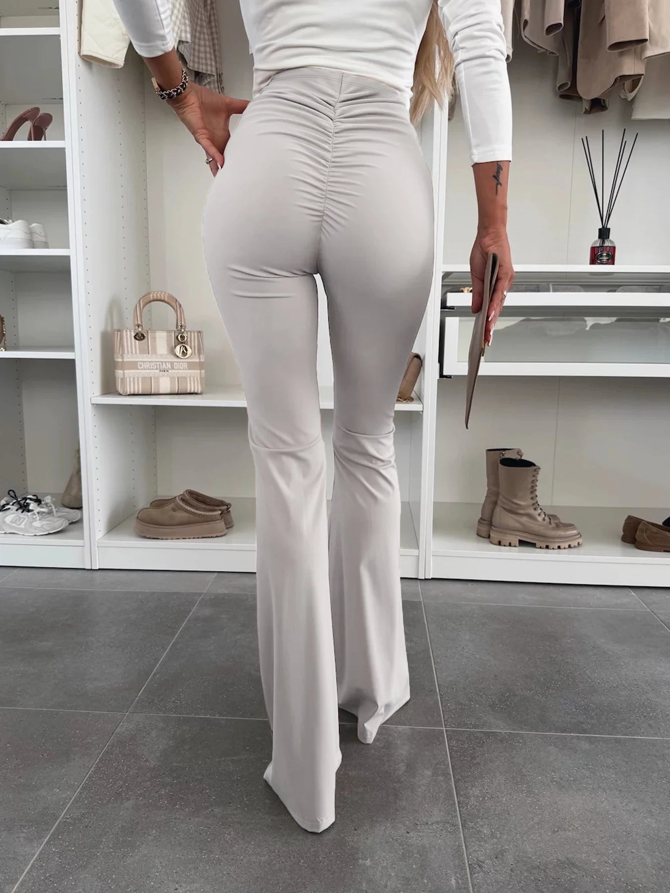 Women's High Waist Flare Leg Pants.