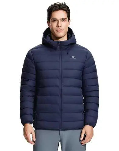 Men's Down Puffer Jacket with Hood.