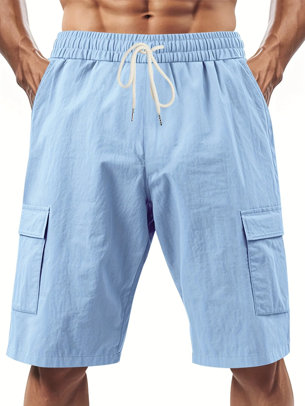 2PCS Men's Outdoor Shorts with Drawstring Elastic Waist.