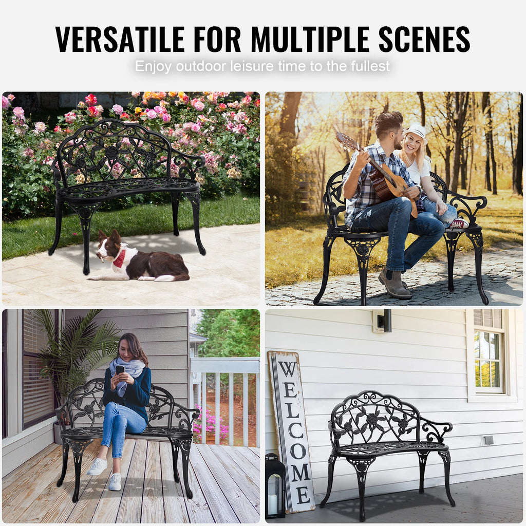 Wooden Metal Garden Bench for Outdoors.