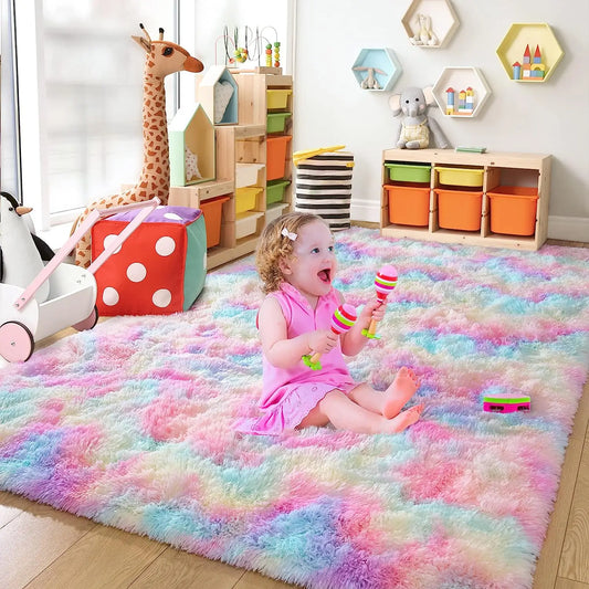 NOAHAS Soft Fluffy Rainbow Rugs for Girls