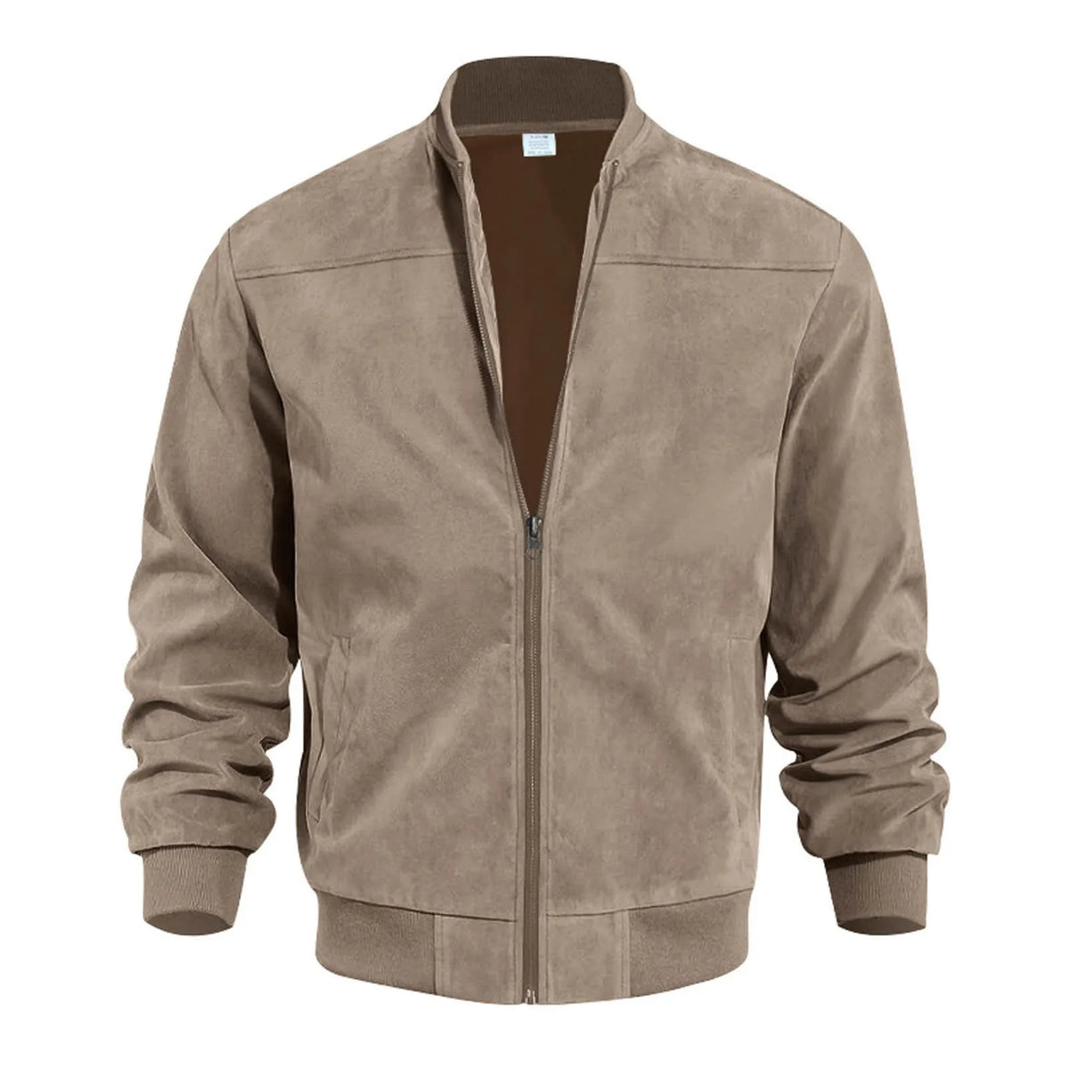 Mens retro suede bomber leather jacket by Your Outdoors n' More, featuring full zip, long sleeves, and windproof streetwear style.