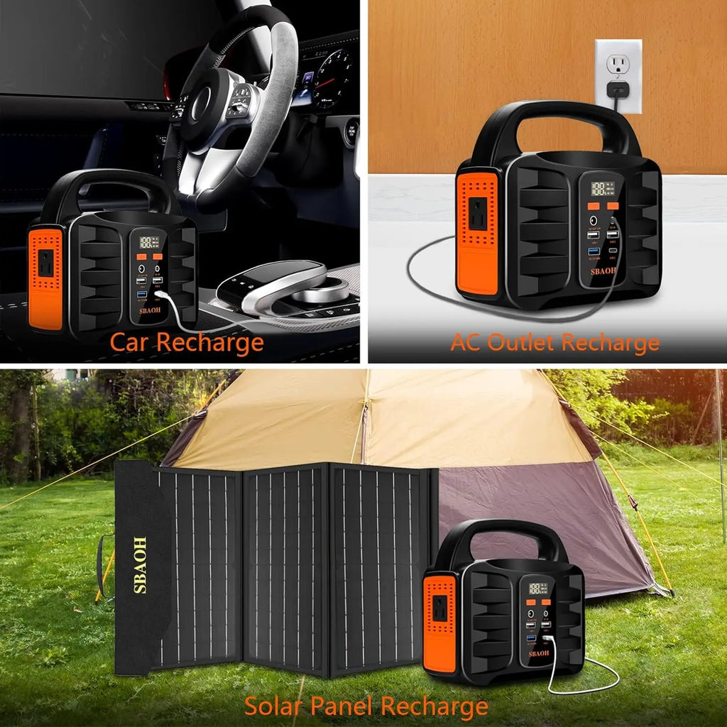 Portable outdoor power station with 155Wh capacity, AC and USB-C ports, from Your Outdoors n' More, for camping and outdoor use.