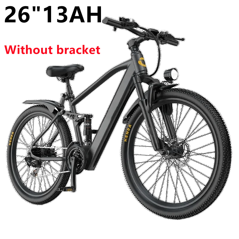 Electric mountain bike by Your Outdoors n' More with 36V battery, 500W peak motor, and 21-speed gear system.